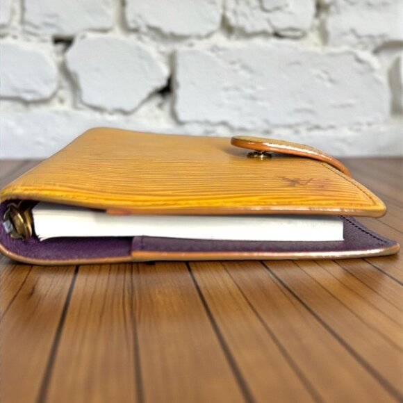 Louis Vuitton EPI Small Ring Agenda Cover COA Yellow EPI and Purple Interior - Picture 5 of 14